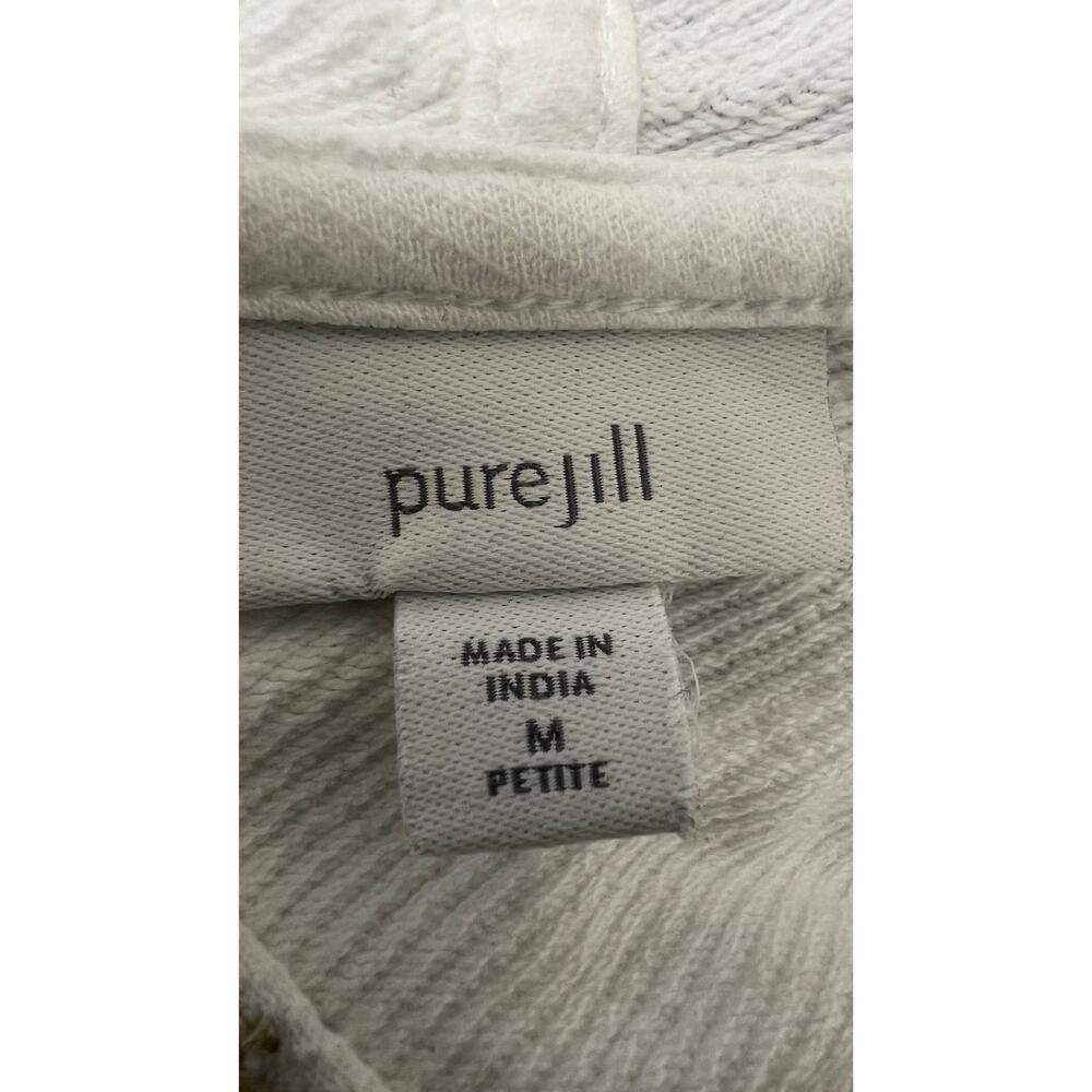 🤍 Pure Jill Petite Hoodie Tunic Top White Cotton Blend Size M Boho Pullover - Picture 4 of 4